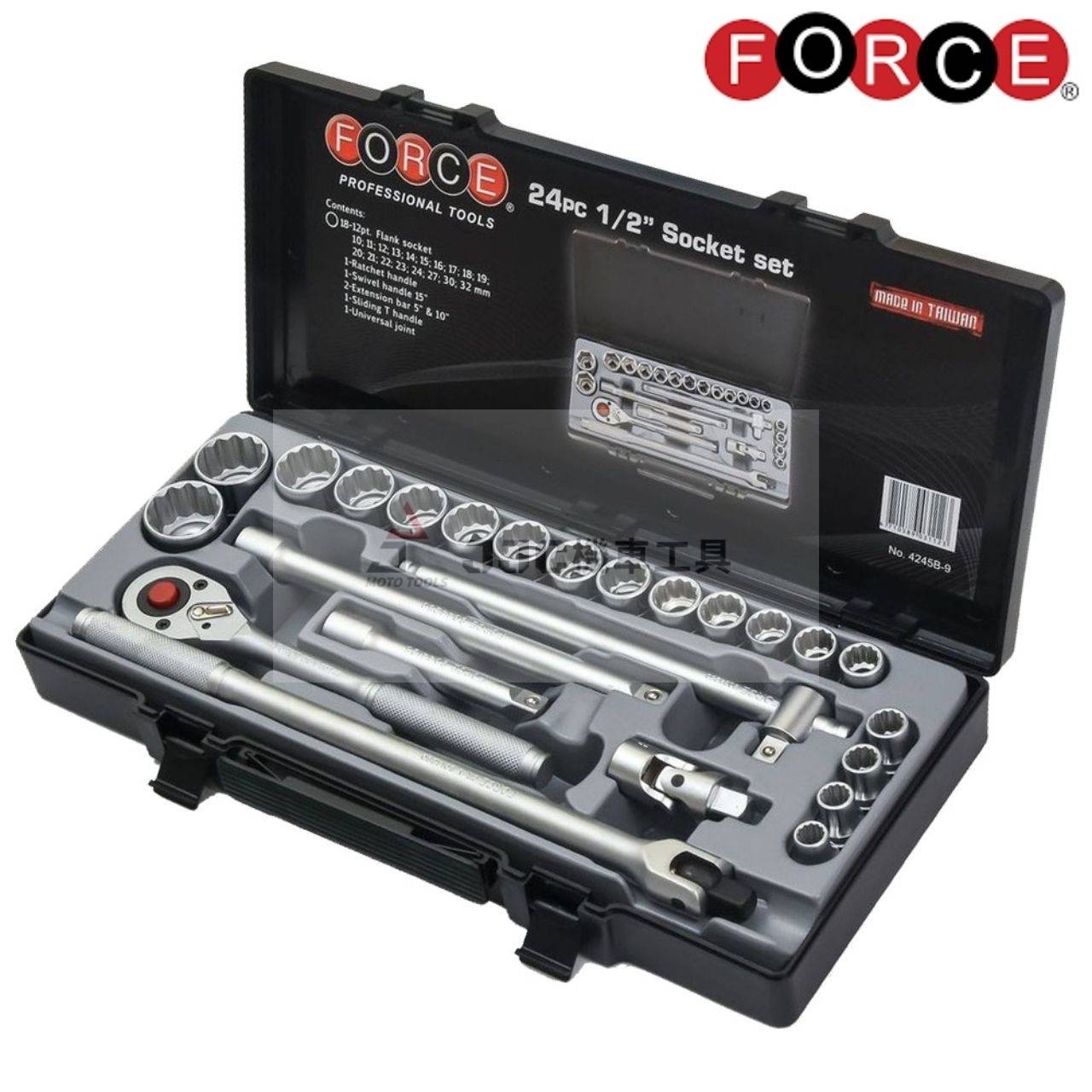 FORCE 公制 四分12角 24件組 10mm-32mm 綜合套筒組