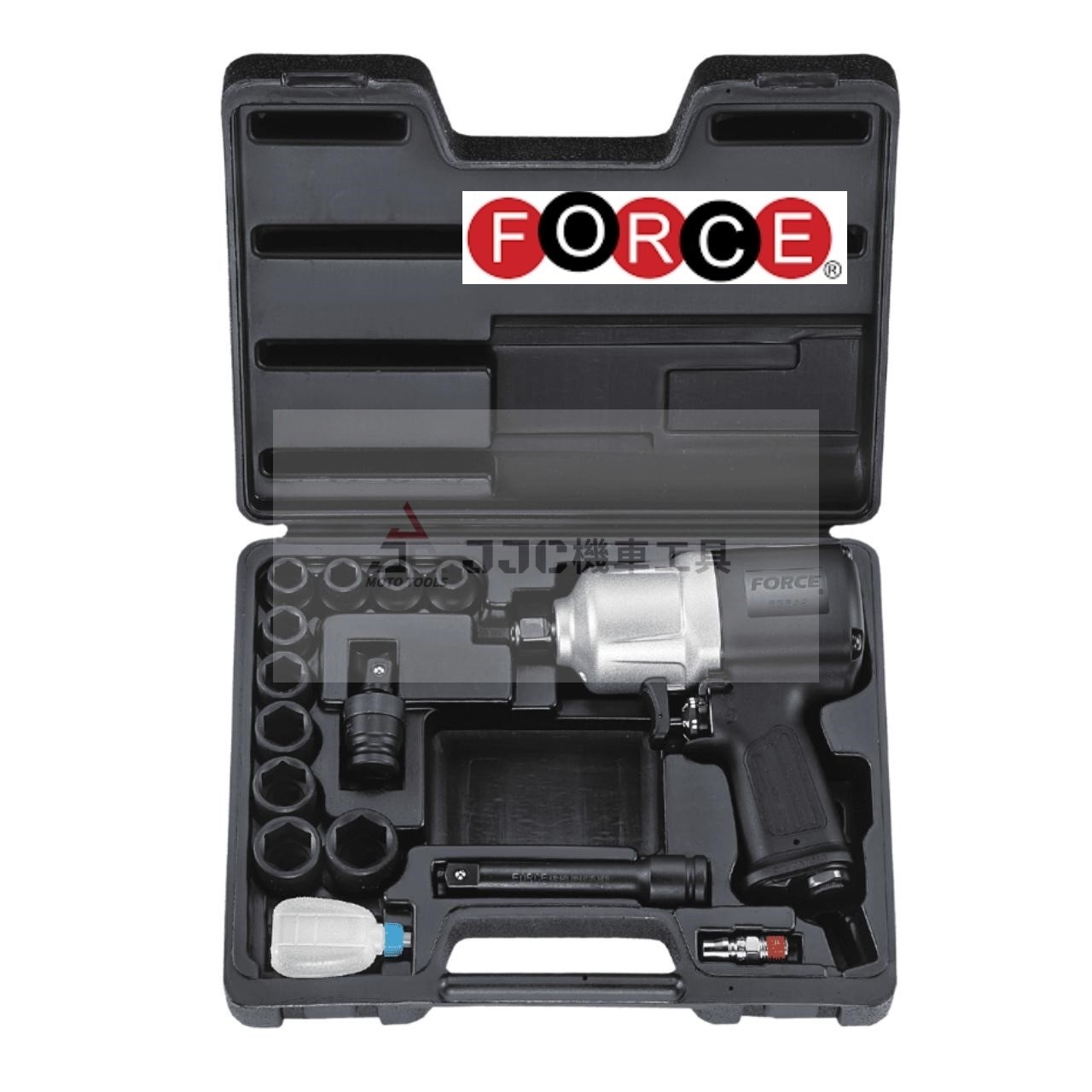 FORCE 雙槌式 可調速 四分15件組 扭力1695N.m 1/2 氣動扳手 短套筒組