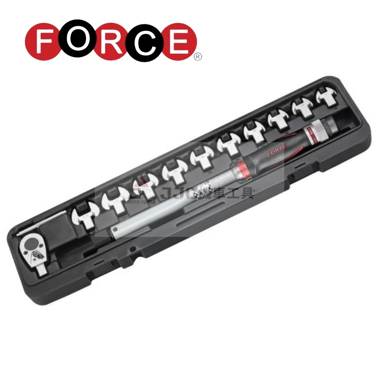 FORCE-64711 三分 12件組 3/8 扭力扳手組 20-100N.m 頭部可互換套裝組